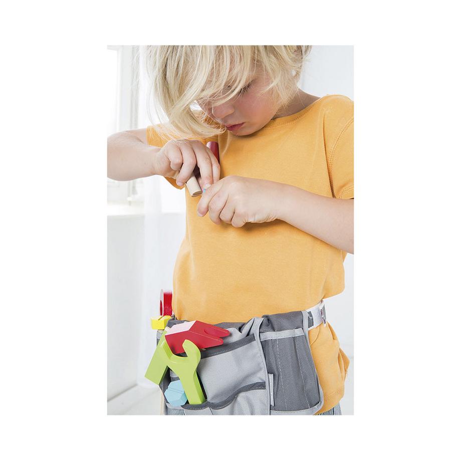 roba  Ceinture à outils pour enfants avec sacoche et set d'outils en bois de 11 pièces 
