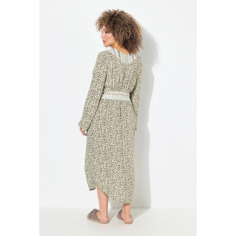 Ulla Popken Robe midi A-line Col V Manches longues  