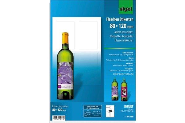 Sigel  SIGEL Flaschenetiketten 80x120mm DE160 85g 20 Stück 