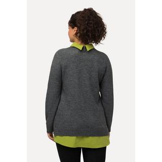 Ulla Popken  Pullover dal taglio svasato con collo da camicia e maniche lunghe 