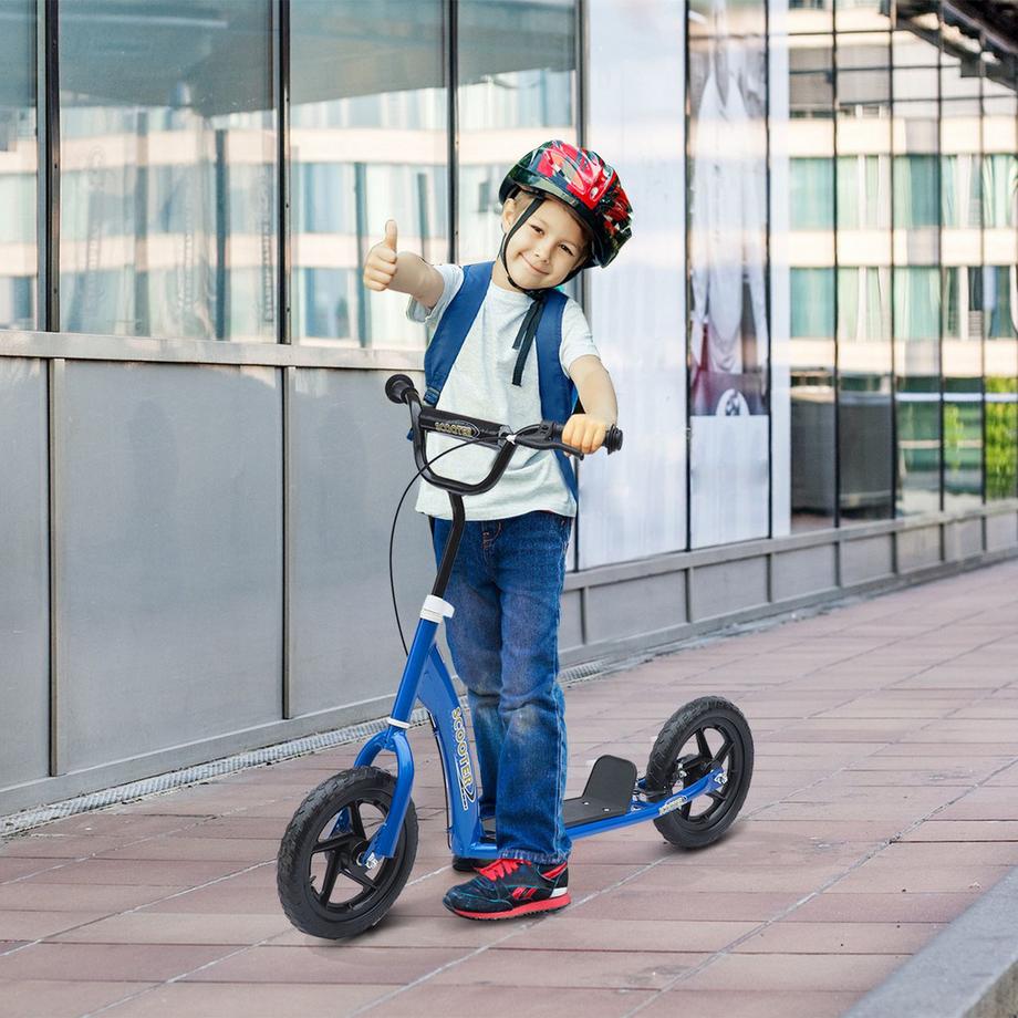 Northio  Trottinette Pour Enfants Trottinette De Ville 12 Pouces Avec Frein Arrière, Réglable En Hauteur, Acier & Eva, Bleu, 120X52X80-88 Cm 