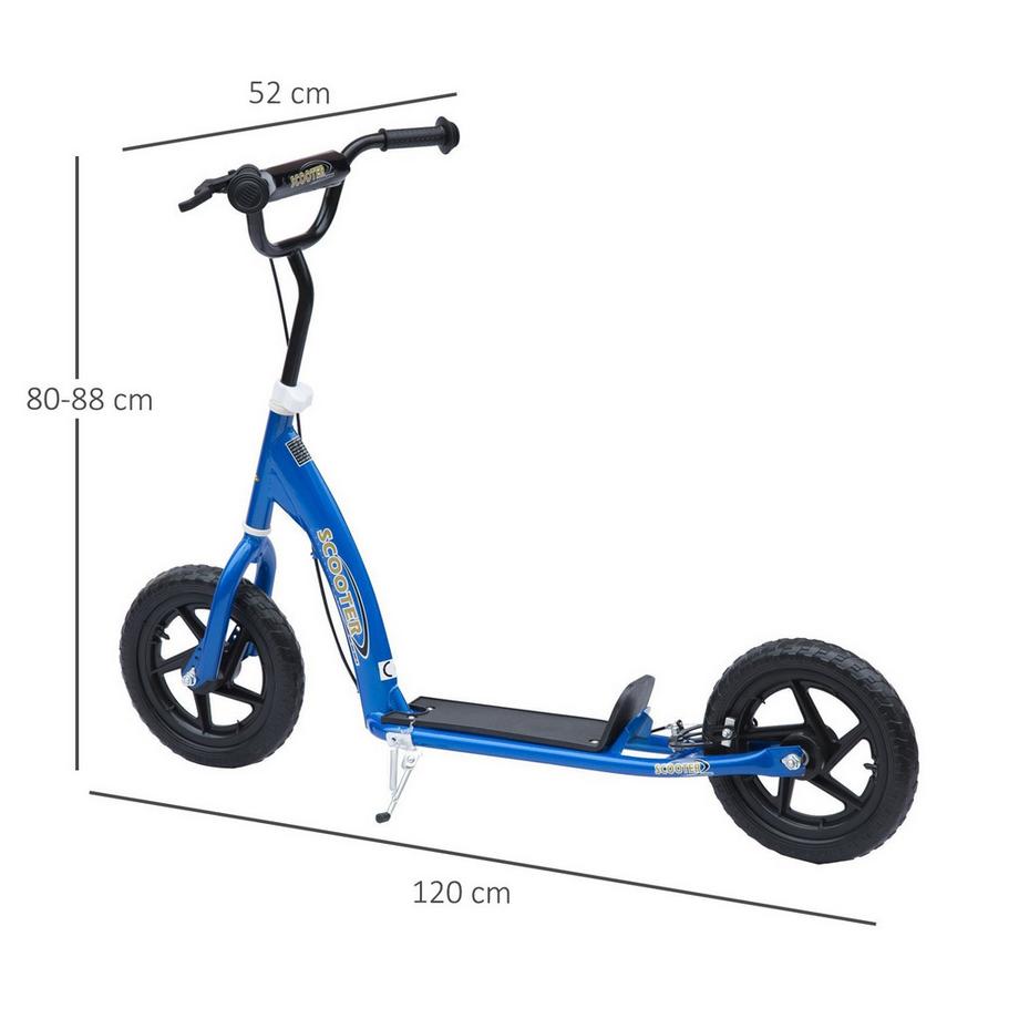 Northio  Trottinette Pour Enfants Trottinette De Ville 12 Pouces Avec Frein Arrière, Réglable En Hauteur, Acier & Eva, Bleu, 120X52X80-88 Cm 