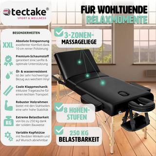 Tectake 3 Zonen Massageliege mit 10cm Polsterung und Holzgestell  