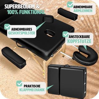 Tectake 3 Zonen Massageliege mit 10cm Polsterung und Holzgestell  