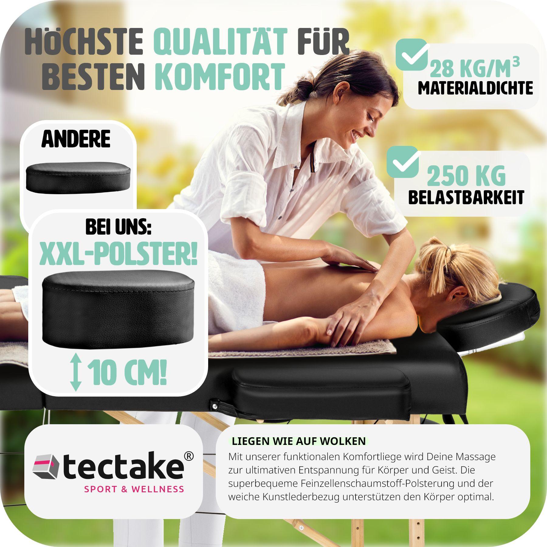 Tectake 3 Zonen Massageliege mit 10cm Polsterung und Holzgestell  