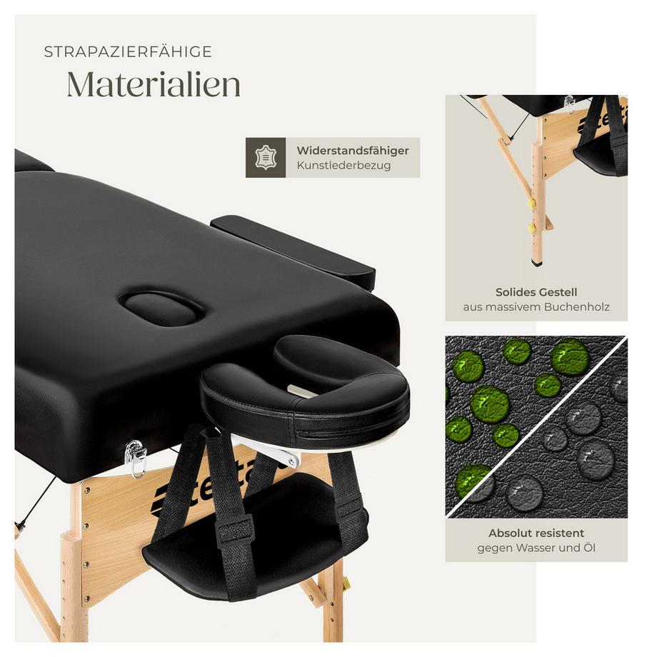 Tectake 3 Zonen Massageliege mit 10cm Polsterung und Holzgestell  