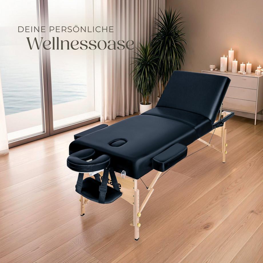 Tectake 3 Zonen Massageliege mit 10cm Polsterung und Holzgestell  