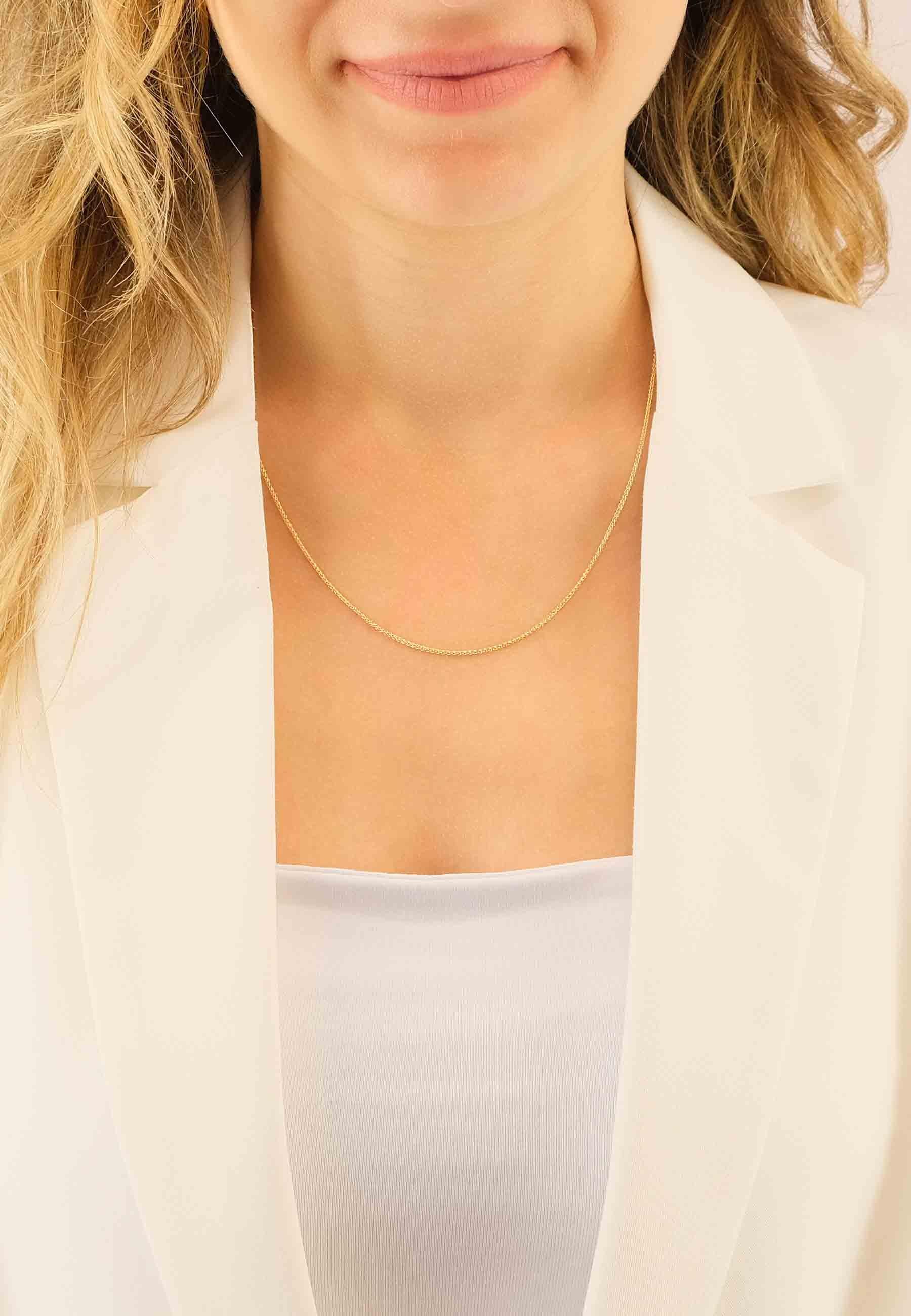 MUAU Schmuck  Collier Zopf Gelbgold 375, 1.2mm, 45cm 