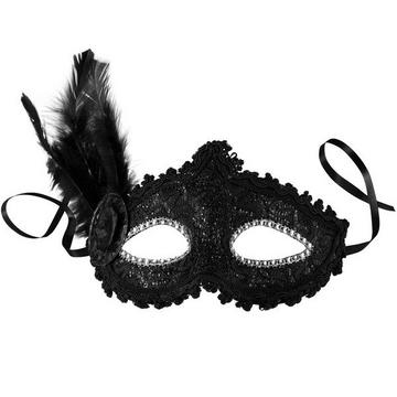 Venezianische Maske mit seitlicher Feder