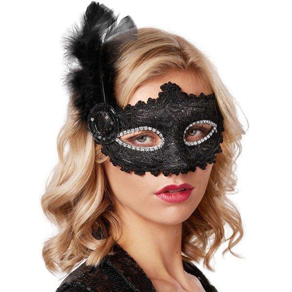 Tectake  Venezianische Maske mit seitlicher Feder 