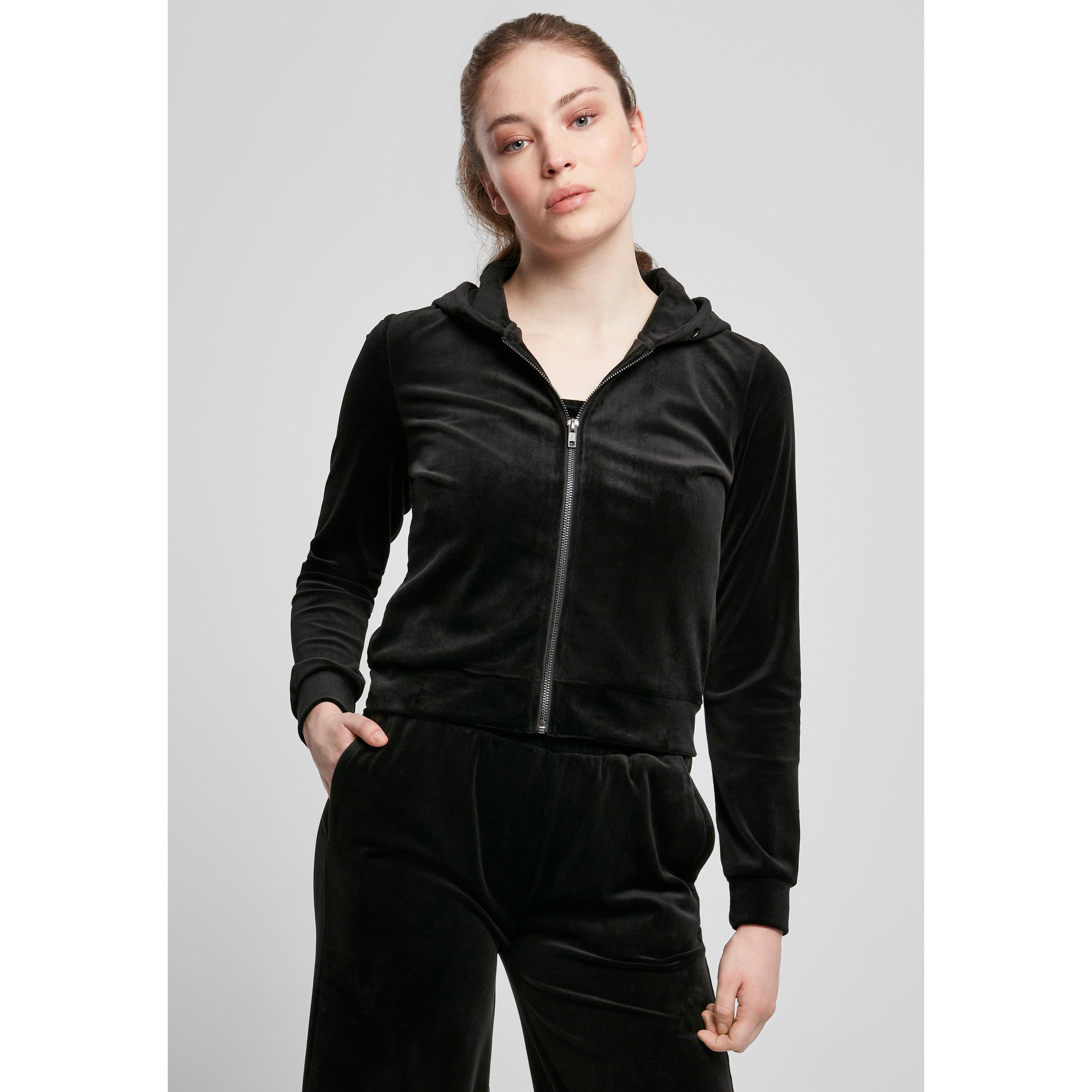 URBAN CLASSICS  kapuzenpuover, damen urban cassics vevet zip 