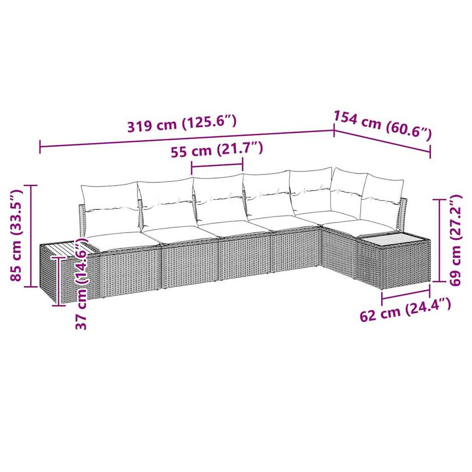 VidaXL Set Divano da Giardino Polyrattan  