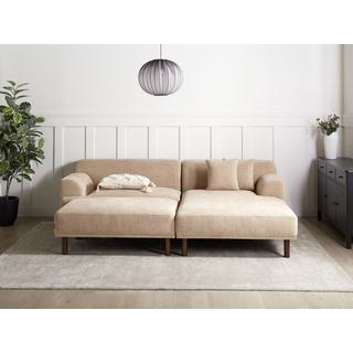 Beliani Linksseitiges Ecksofa mit Ottomane aus Stoff Modern HOLT  