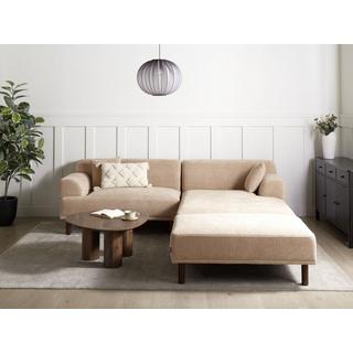 Beliani Linksseitiges Ecksofa mit Ottomane aus Stoff Modern HOLT  