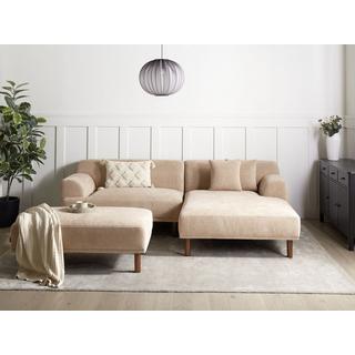 Beliani Linksseitiges Ecksofa mit Ottomane aus Stoff Modern HOLT  