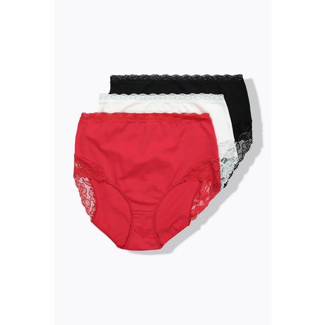 Ulla Popken  Maxislips, 3er-Pack, High Waist, Spitze 