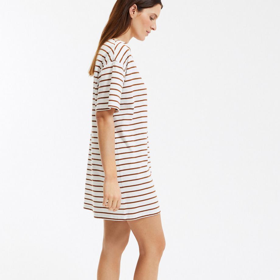 SO'HOME Camicia da Notte a Righe in Jersey di Cotone  
