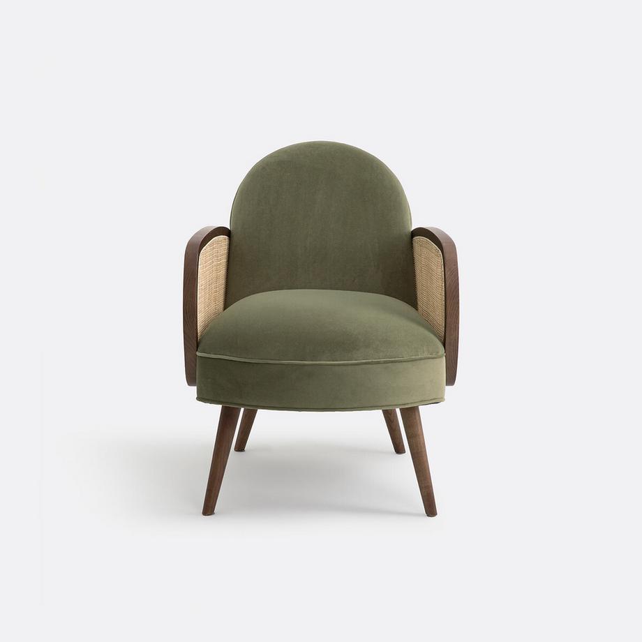 La Redoute Intérieurs Fauteuil velours et cannage  