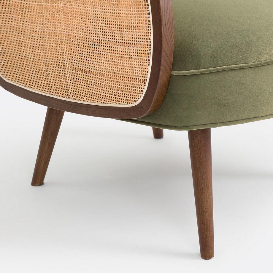 La Redoute Intérieurs Fauteuil velours et cannage  