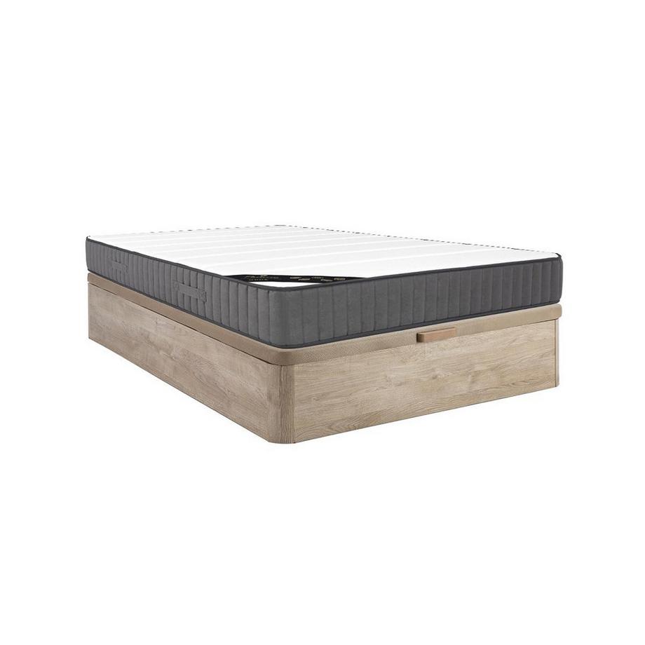 Ensemble 140 x 190 cm sommier coffre naturel clair + matelas ressorts ensachés 7 zones et mousse haute résilience ép.26cm - AUDACE de PALACIO