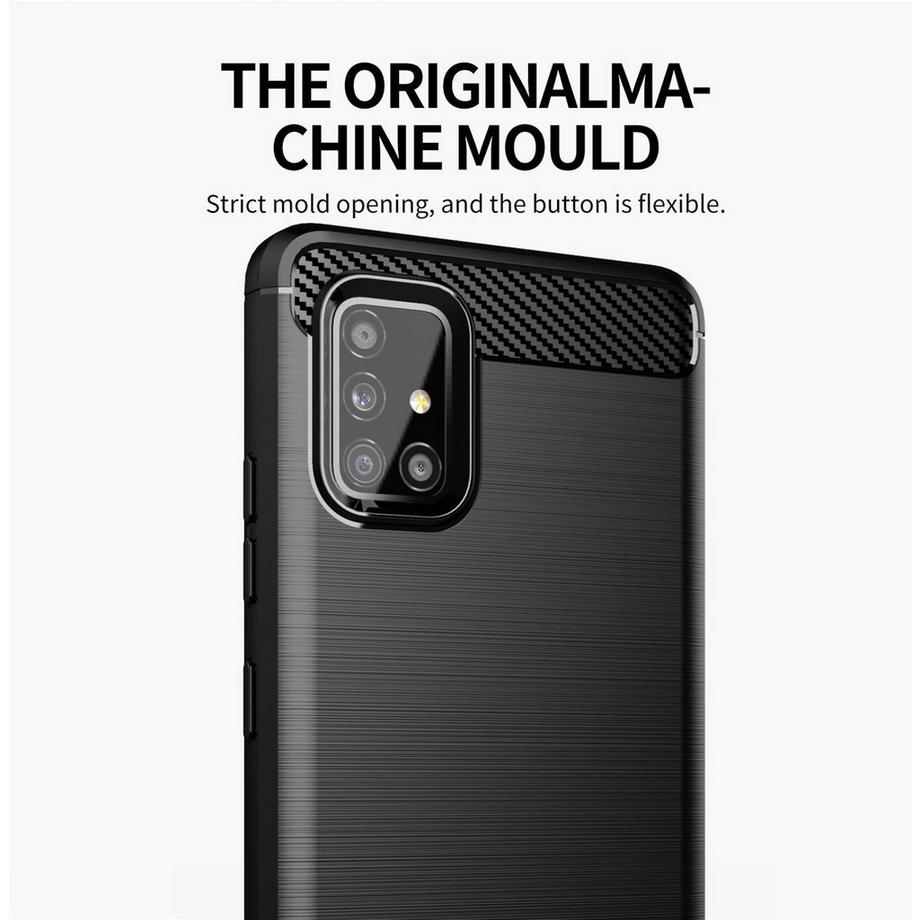 Cadorabo  Hülle für Samsung Galaxy A51 5G TPU Silikon Edelstahl-Karbonfaser Optik 