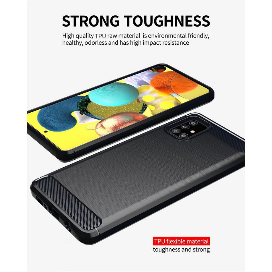 Cadorabo  Hülle für Samsung Galaxy A51 5G TPU Silikon Edelstahl-Karbonfaser Optik 