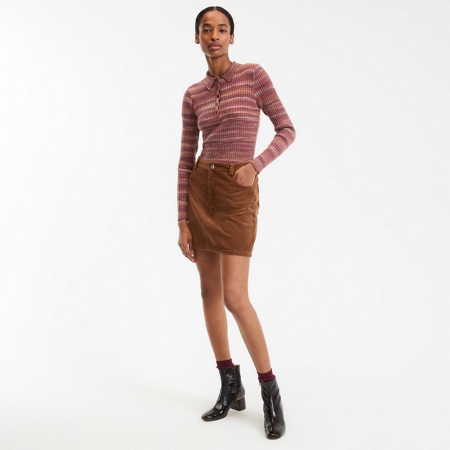 La Redoute Collections Pull Rayé Col Polo Maille Fine Côtelée  