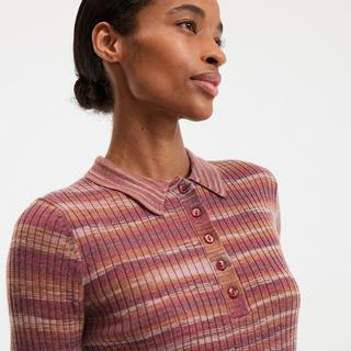 La Redoute Collections Pullover a Righe Collo Polo Maglia a Costine Fine  