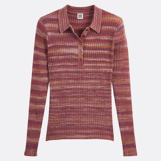 La Redoute Collections Pullover a Righe Collo Polo Maglia a Costine Fine  