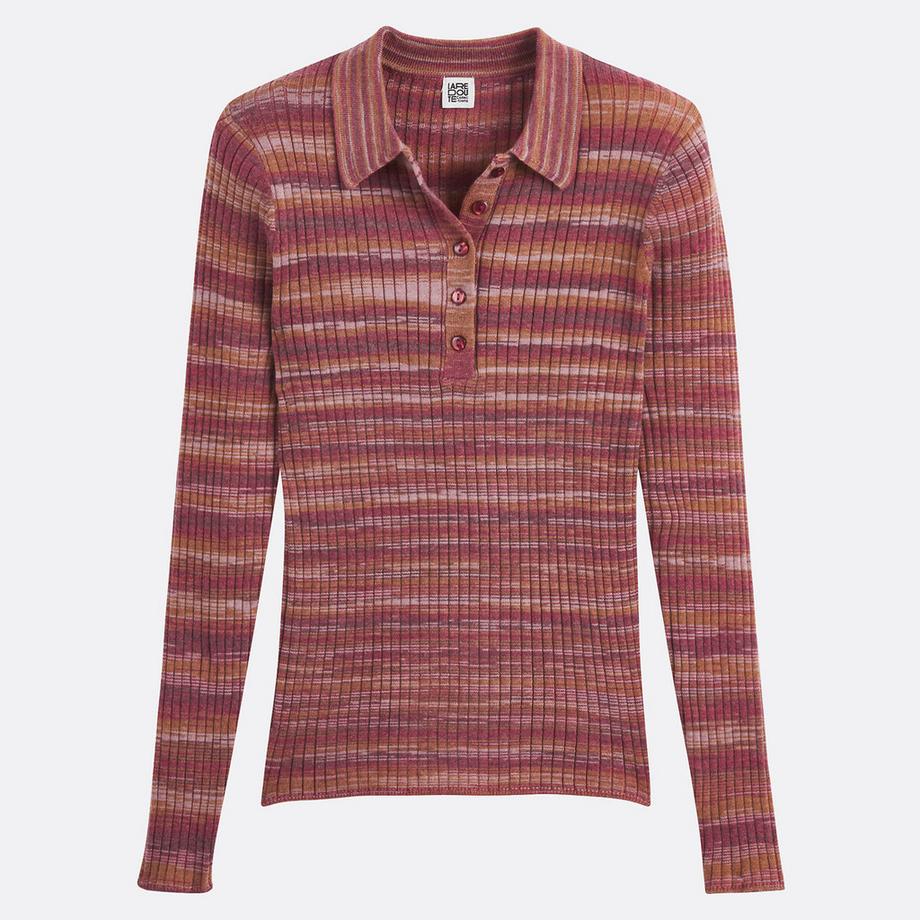 La Redoute Collections Pull Rayé Col Polo Maille Fine Côtelée  