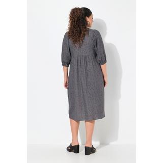 Ulla Popken Musselin Midikleid A-Linie V-Ausschnitt Halbarm  