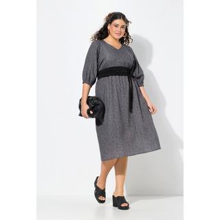 Ulla Popken Musselin Midikleid A-Linie V-Ausschnitt Halbarm  