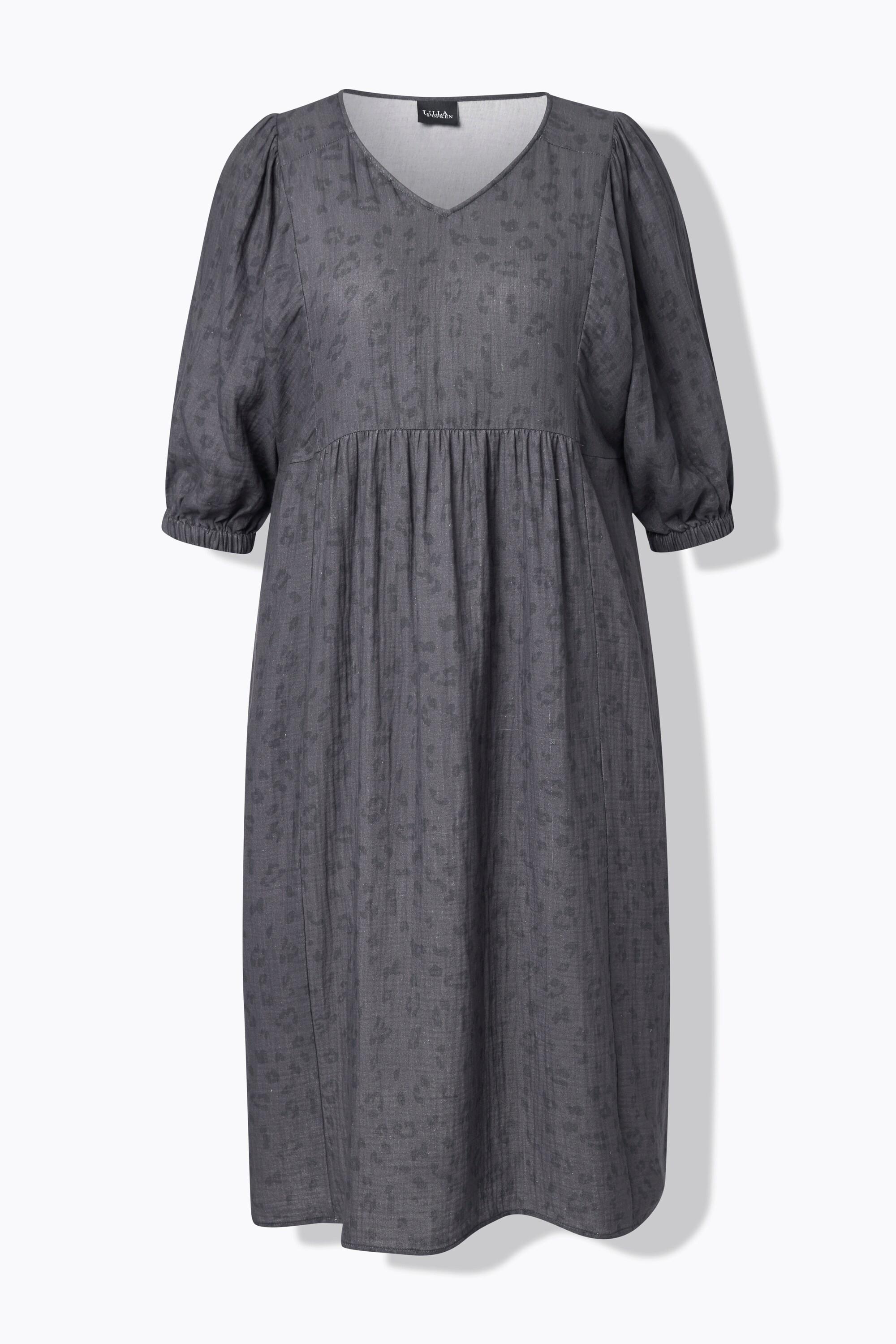 Ulla Popken Musselin Midikleid A-Linie V-Ausschnitt Halbarm  