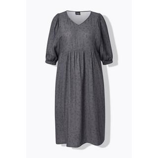 Ulla Popken Musselin Midikleid A-Linie V-Ausschnitt Halbarm  