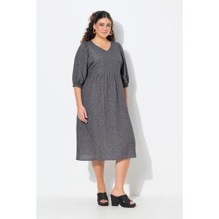 Ulla Popken Musselin Midikleid A-Linie V-Ausschnitt Halbarm  