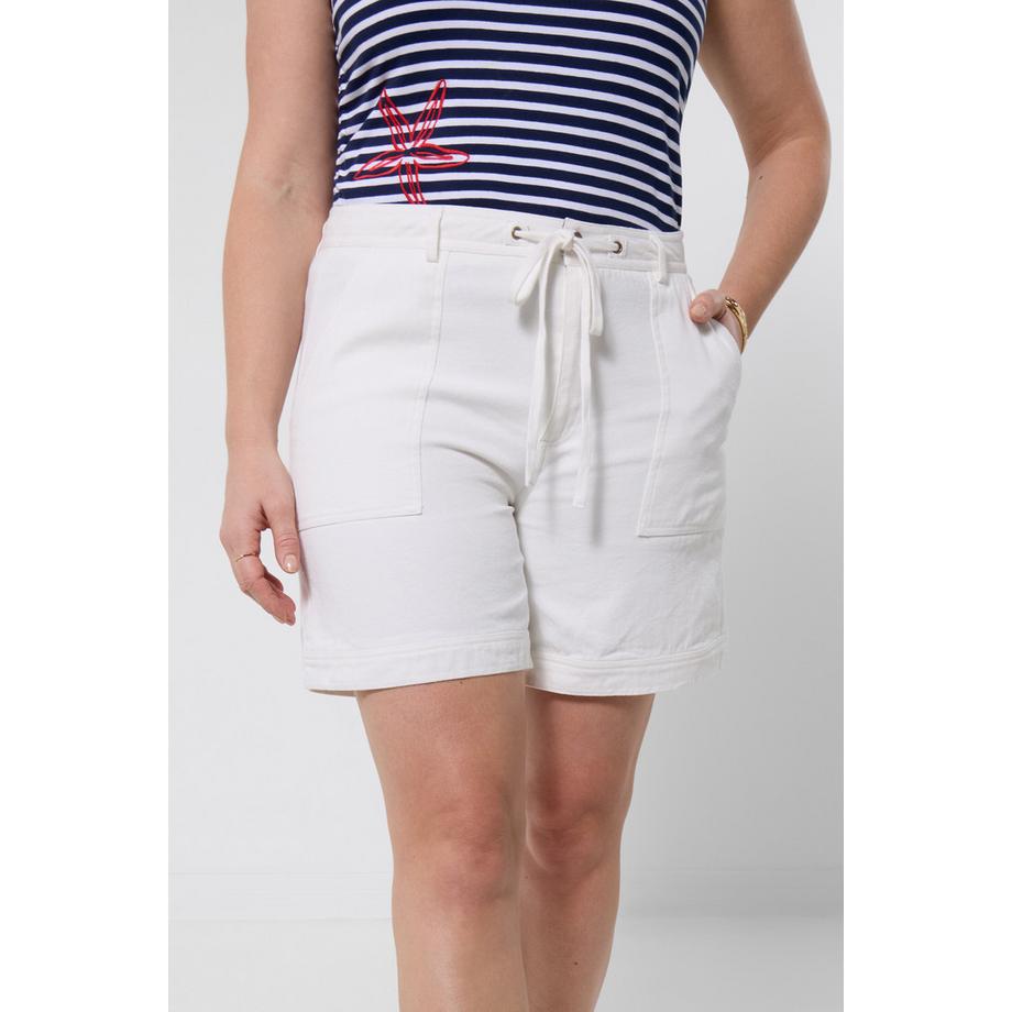 Short Cargo en Denim Taille Haute avec Détail Poches et Lien à la Taille