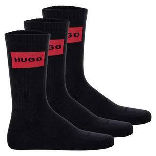 HUGO 3er Pack Rib Label Crew Socken  