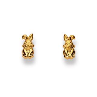 MUAU Schmuck  Ohrstecker Hase Gelbgold 750, 7x4mm 