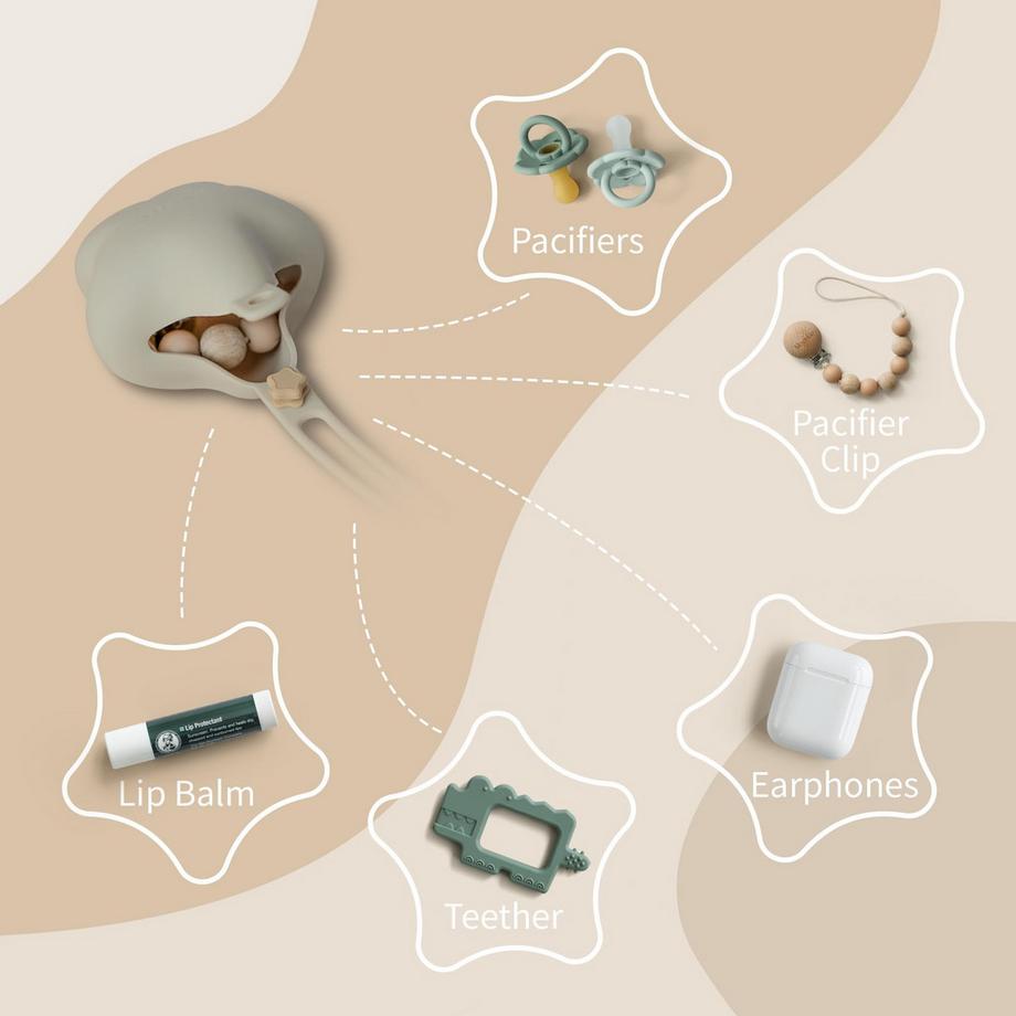 Alopini  Schnullerbox aus Silikon, Packung mit 2 Schnullern 