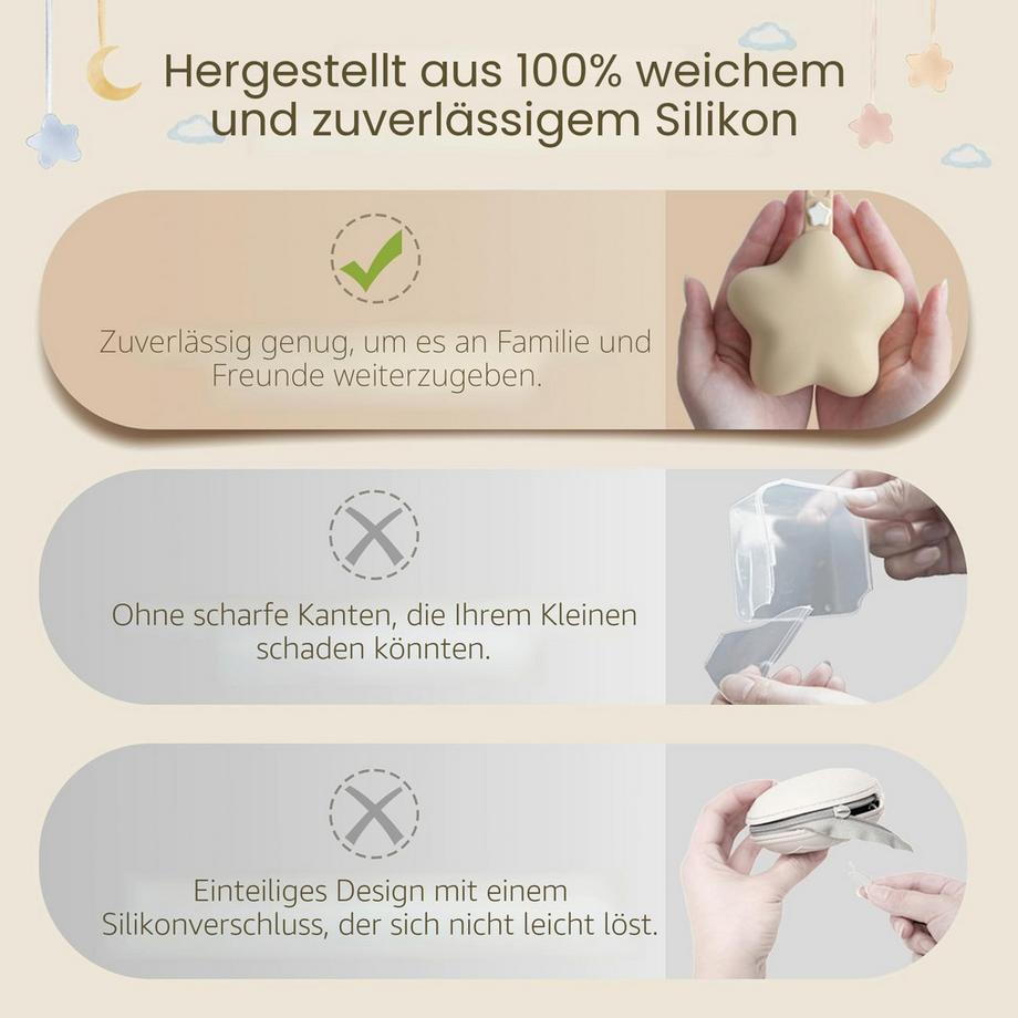 Alopini  Schnullerbox aus Silikon, Packung mit 2 Schnullern 