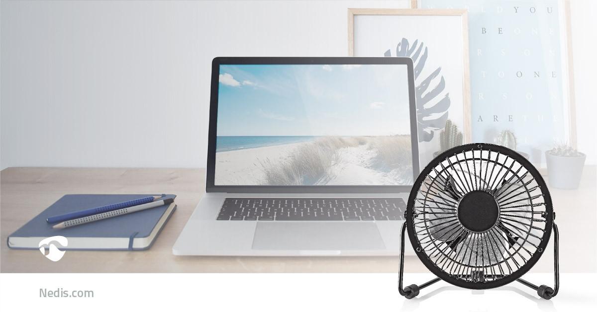 Nedis Ventilatore da tavolo | Alimentato tramite USB | Diametro: 100 mm | 3 W | 1 velocità | Nero  