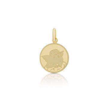 Anhänger Medaille Engel Gelbgold 750, 12mm