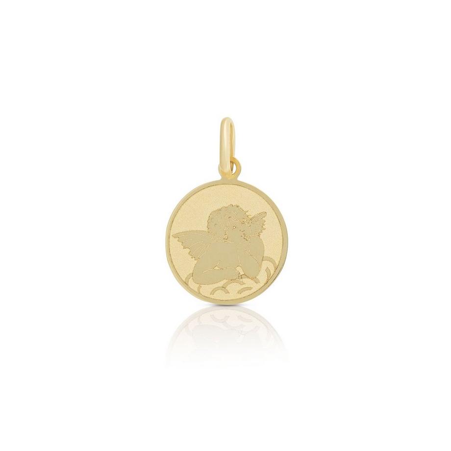 Pendentif médaille ange en or jaune 750, 12mm