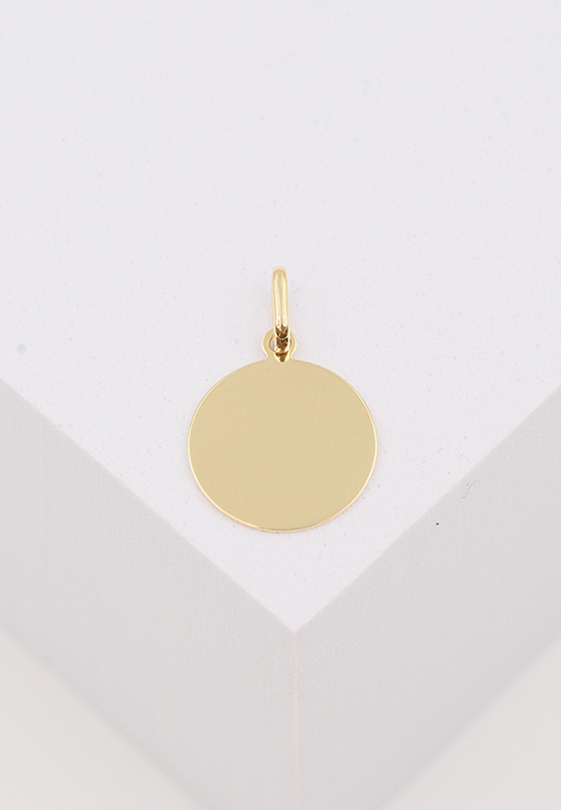 MUAU Schmuck  Anhänger Medaille Engel Gelbgold 750, 12mm 