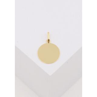 MUAU Schmuck  Anhänger Medaille Engel Gelbgold 750, 12mm 