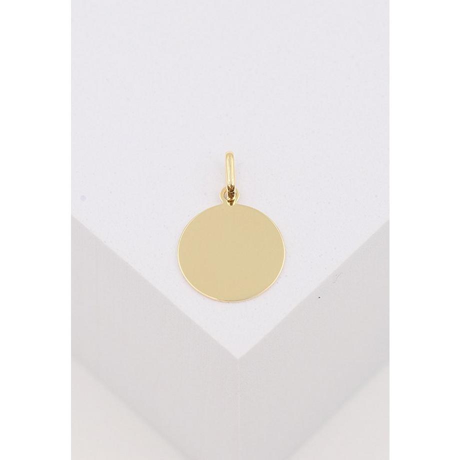 MUAU Schmuck  Anhänger Medaille Engel Gelbgold 750, 12mm 