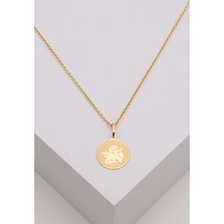MUAU Schmuck  Anhänger Medaille Engel Gelbgold 750, 12mm 