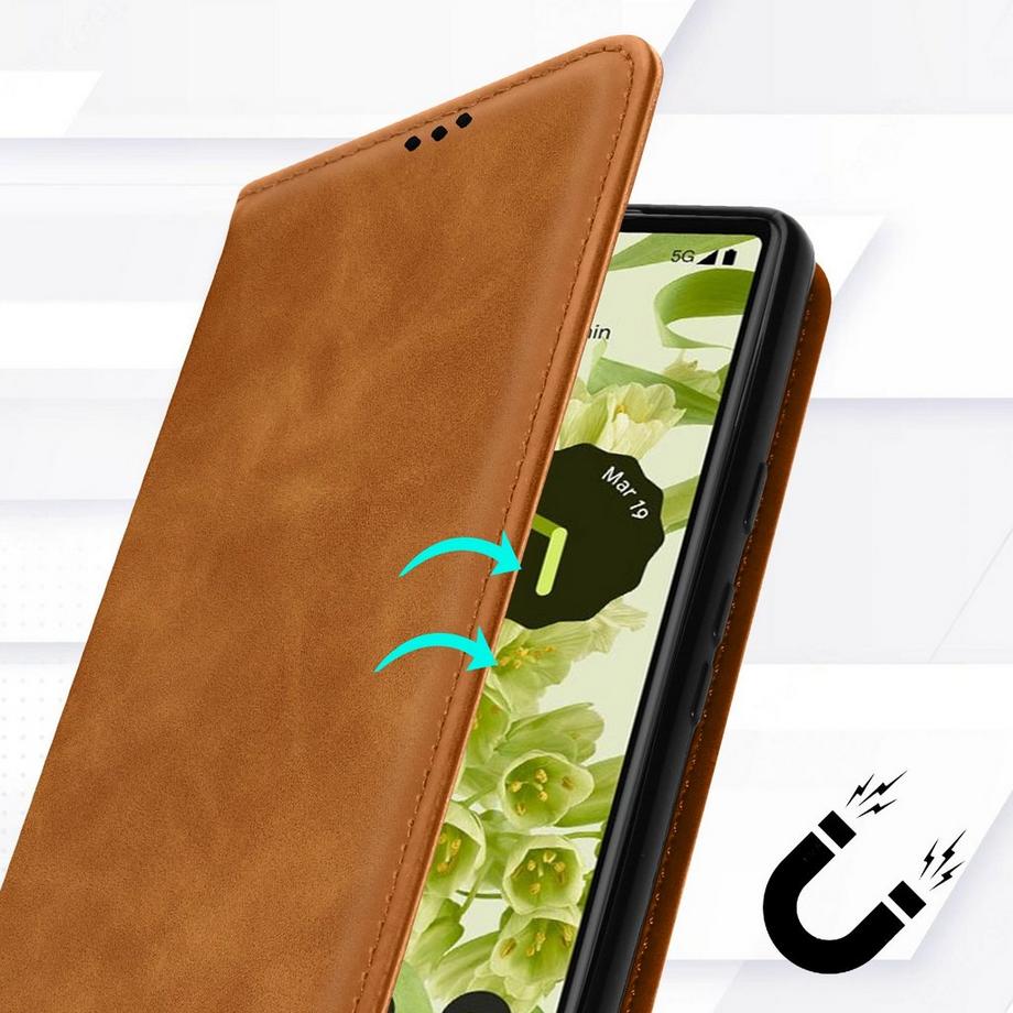 Avizar  Étui Google Pixel 6a Portefeuille Camel 