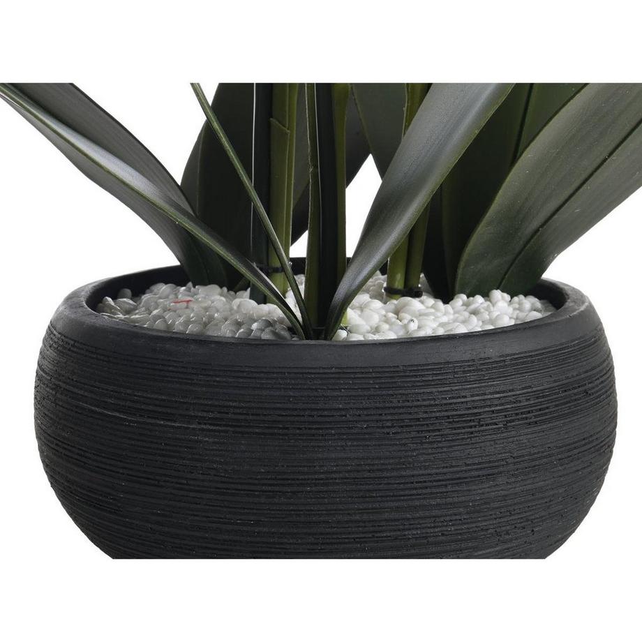 Vente-unique Plante artificielle orchidée avec pot en ciment - H.65 x L.54 cm-  Blanc -TARA  