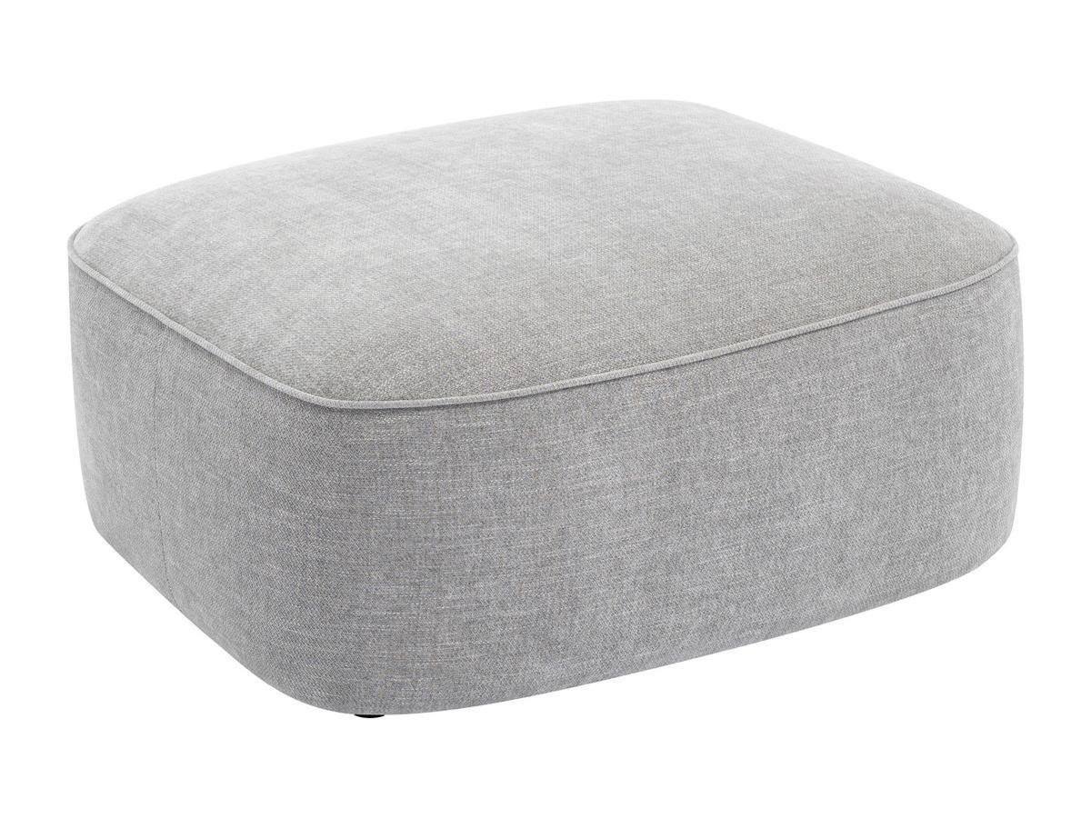 Vente-unique Canapé d'angle droit et pouf en tissu texturé gris POMIANGO  